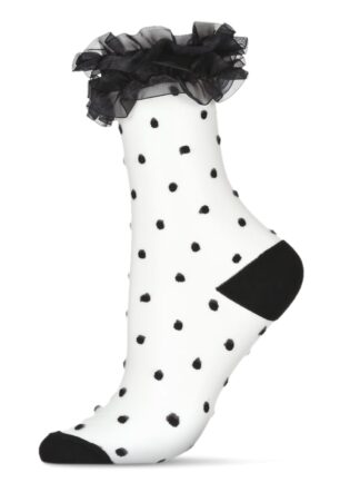 Polka Dot Lace Cuff Sheer Crew